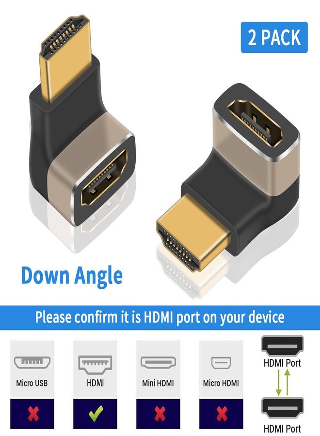 Duttek 8K 90 Degree HDMI Male to Female Adapter, 2.1 Version Down Angle HDMI L Shape Flat Extender Adapter Connector for TV, Roku, Fire Stick, Chromecast, Switch, Laptop, PC (2 Pack) - Image 2